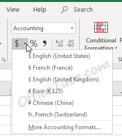 Accounting formats in Excel