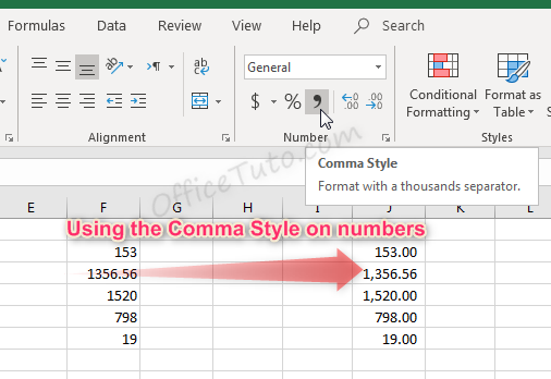 Apply the thousand separator on numbers in Excel