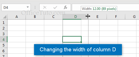 Change width of column in Excel