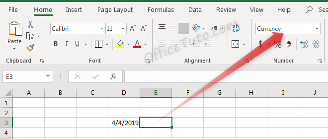 Currency format of a cell in Excel