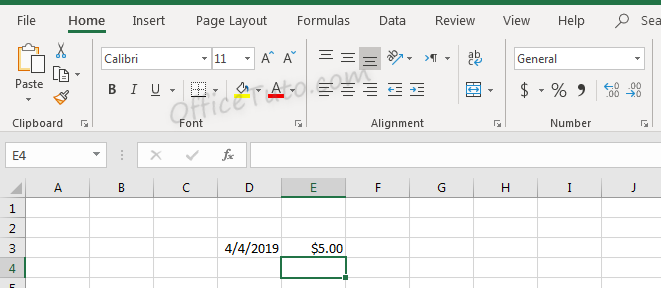 Data formatted as currency in Excel