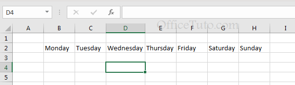 Data in Excel row