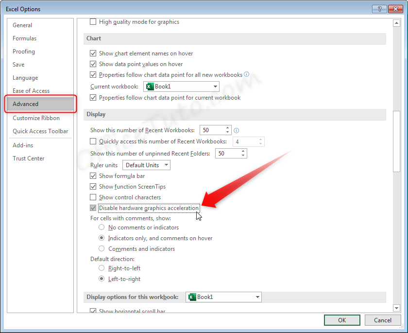 Disable Hardware Graphics Acceleration in Excel