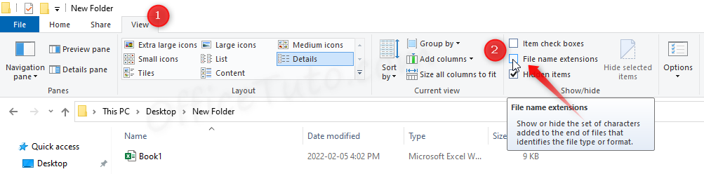 Display file name extensions in Windows 10