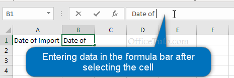 Enter data in Excel formula bar
