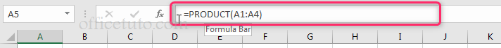 Entering an Excel formula in the formula bar