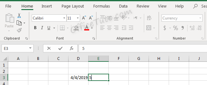 Entering data in already formatted cell in Excel