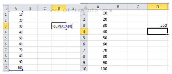 Excel formula manually