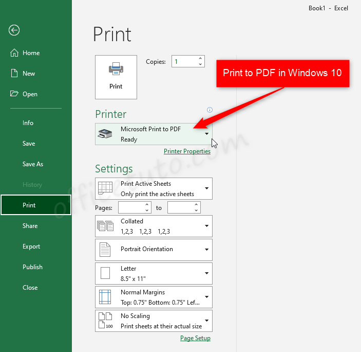 Print to PDF in Windows 10