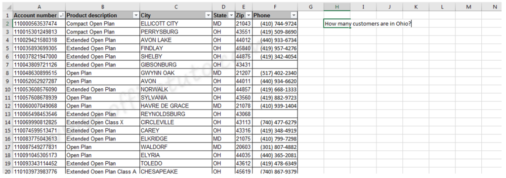 Excel range of cells to use COUNTIF function on it