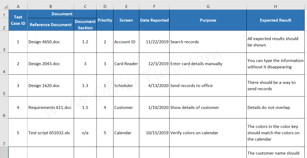 Excel range of cells with rows and columns headings