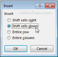 Shift cells down in Excel to insert new ones