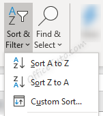 Excel sort