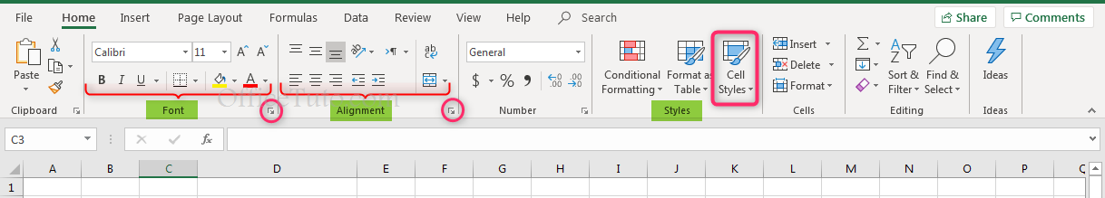 Formatting options in Excel