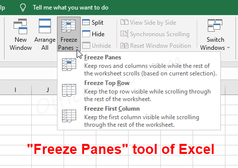 Freeze Panes tool of Excel