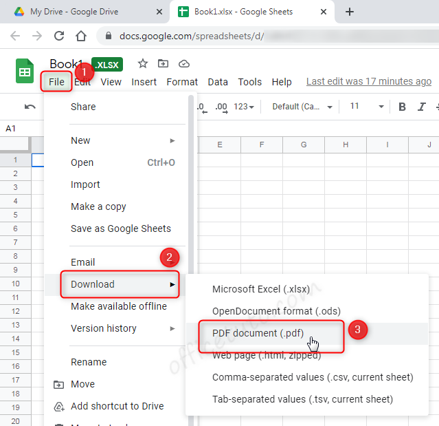 Google Drive - Download sheet as PDF