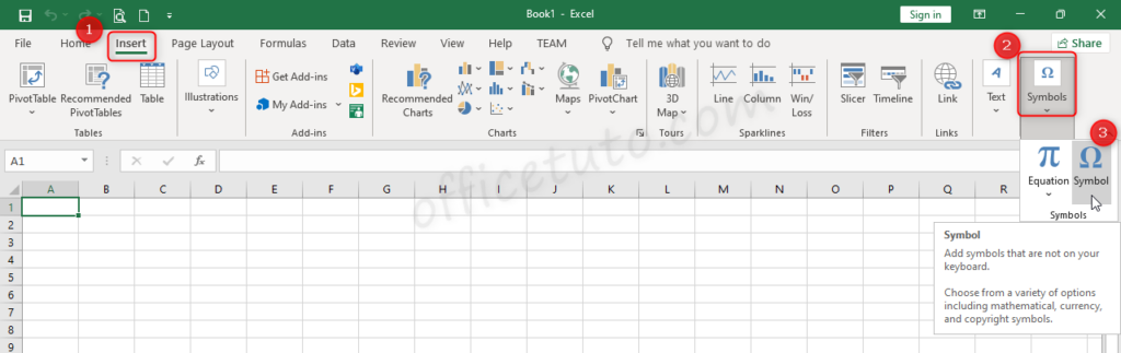 How to add symbols in Excel