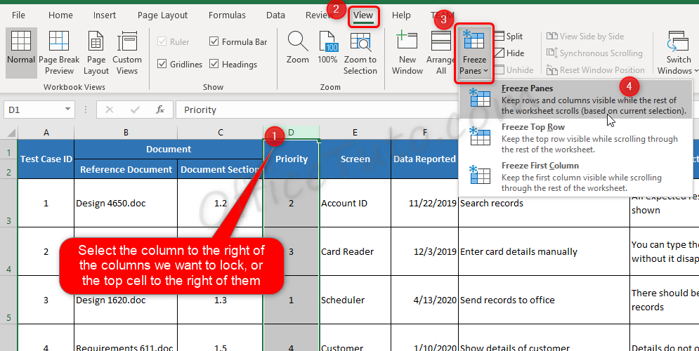 How to freeze multiple columns in Excel