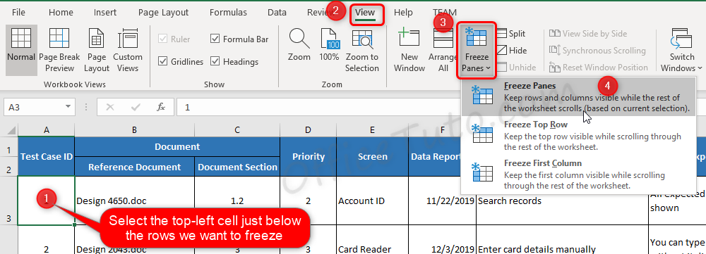 How to freeze multiple rows in Excel
