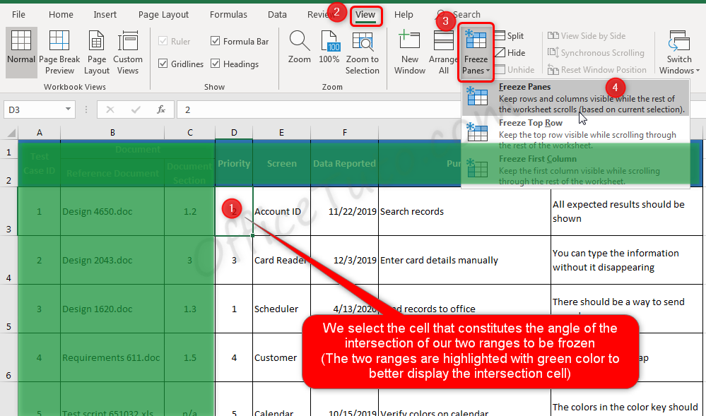 How to freeze rows and columns in Excel at the same time