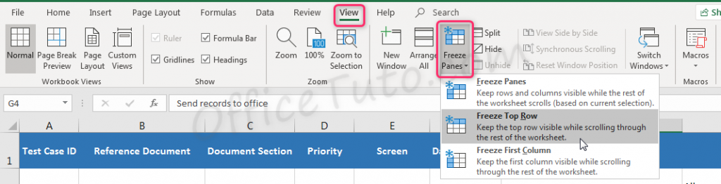 How to freeze top row in Excel