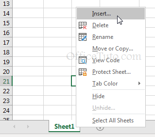 Insert Excel sheet by right-click