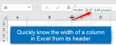 Know the width of a column in Excel from its header