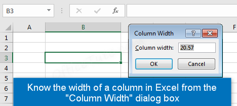 Know column width in Excel from the "column width" dialog box