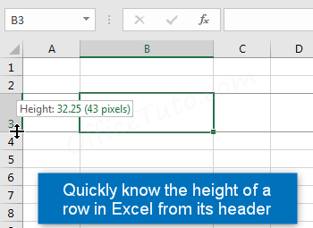 Know the height of a row in Excel from its header