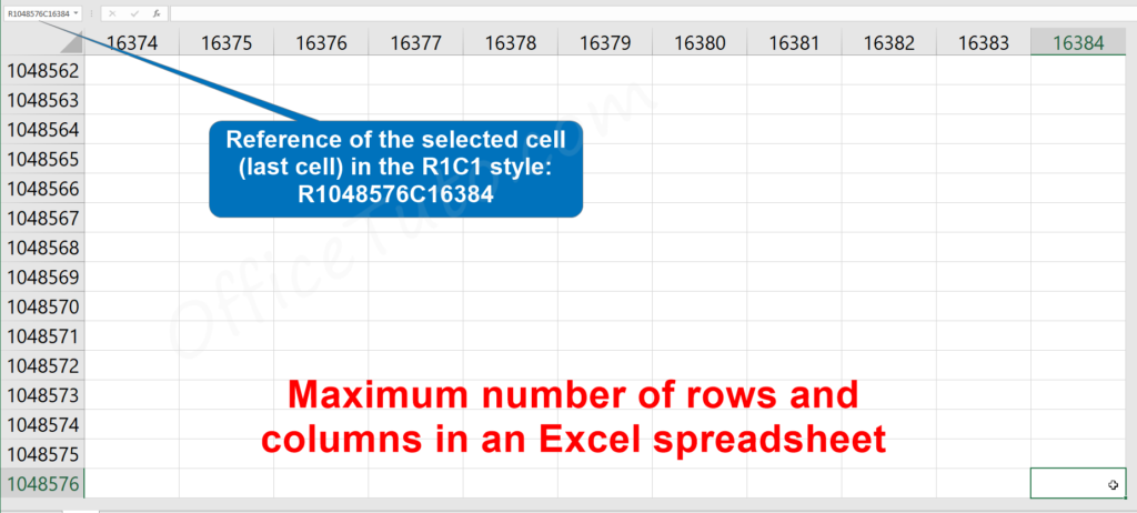 Maximum number of rows and columns in an Excel sheet