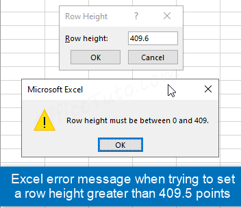 Maximum row height in Excel