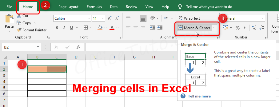 Merge cells in Excel