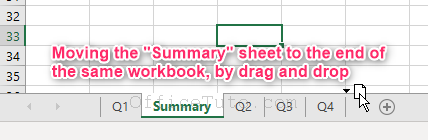 Moving Excel sheet in the same workbook by drag and drop