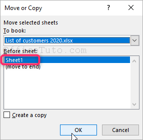 Move Excel sheet to another workbook and place it before a sheet