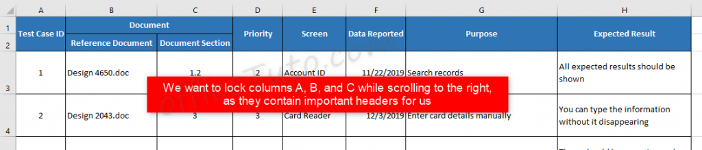 Multiple columns to freeze in Excel