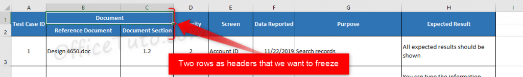 Multiple rows to freeze in Excel