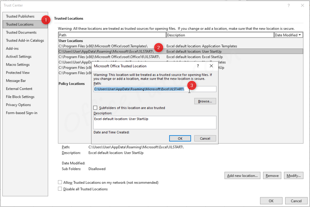 Path to XLSTART folder in Excel