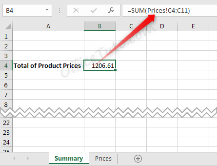 Refer in Excel formula to a range of cells from another sheet