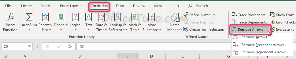 Remove arrows of trace precedents and dependants in Excel