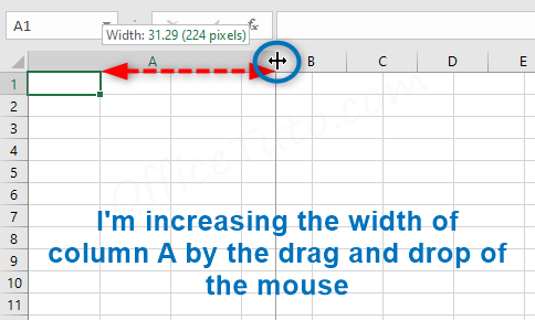 Resize a column in Excel by drag and drop