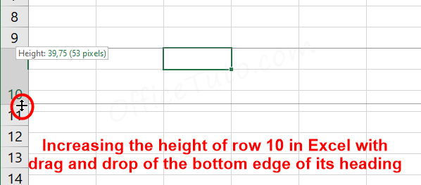 Resize row height in Excel with drag and drop