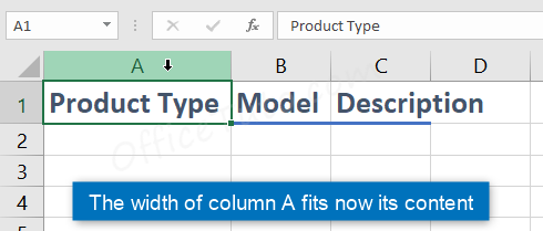 Result of autofit of a column width with double click in excel