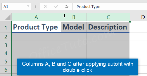 Result of autofit of multiple columns width in Excel