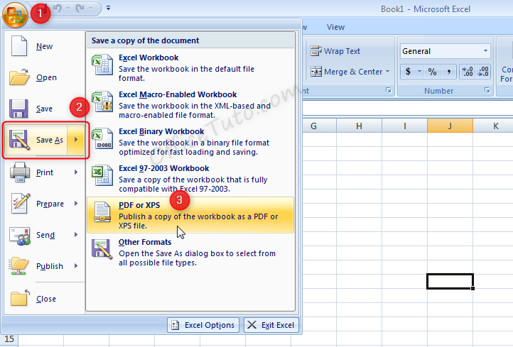 Save as PDF in Excel 2007