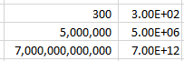 Scientific format with decimal moved to the left