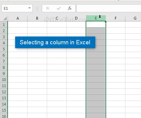 Select a column in Excel
