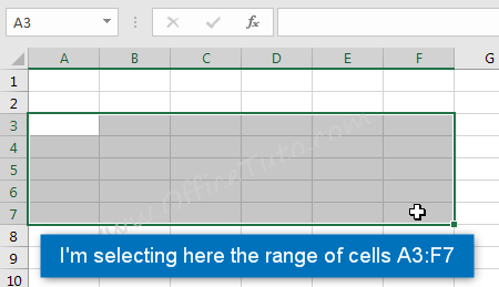 Selecting a range of cells in Excel