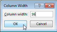 Set same width in column width dialog box of Excel