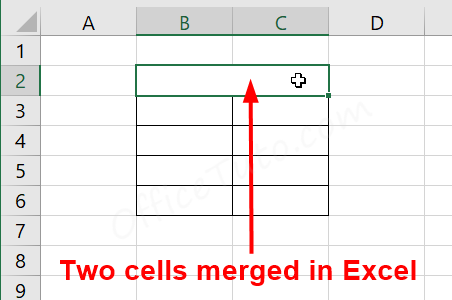 Two cells merged in Excel