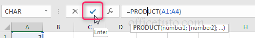 Validate Excel formula by clicking the checkmark